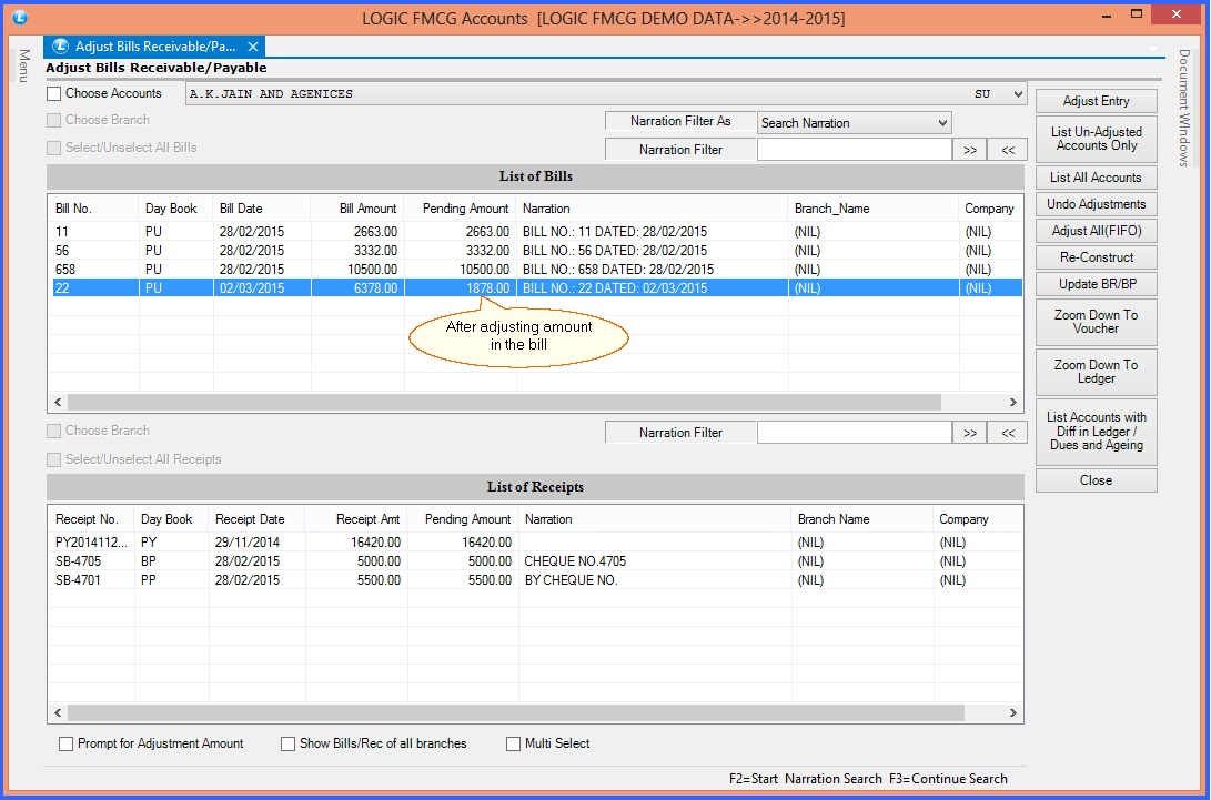 fmcg adjust bills receivable payable header 2